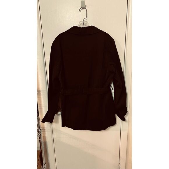 Ellen Tracy Navy Blue Belted Trench Coat Rain Coat Womens Size XL - Picture 5 of 9